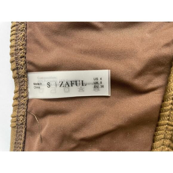 NWT - Zaful V-Wired Ruffle Ribbed Bandeau Bikini - Picture 3 of 3